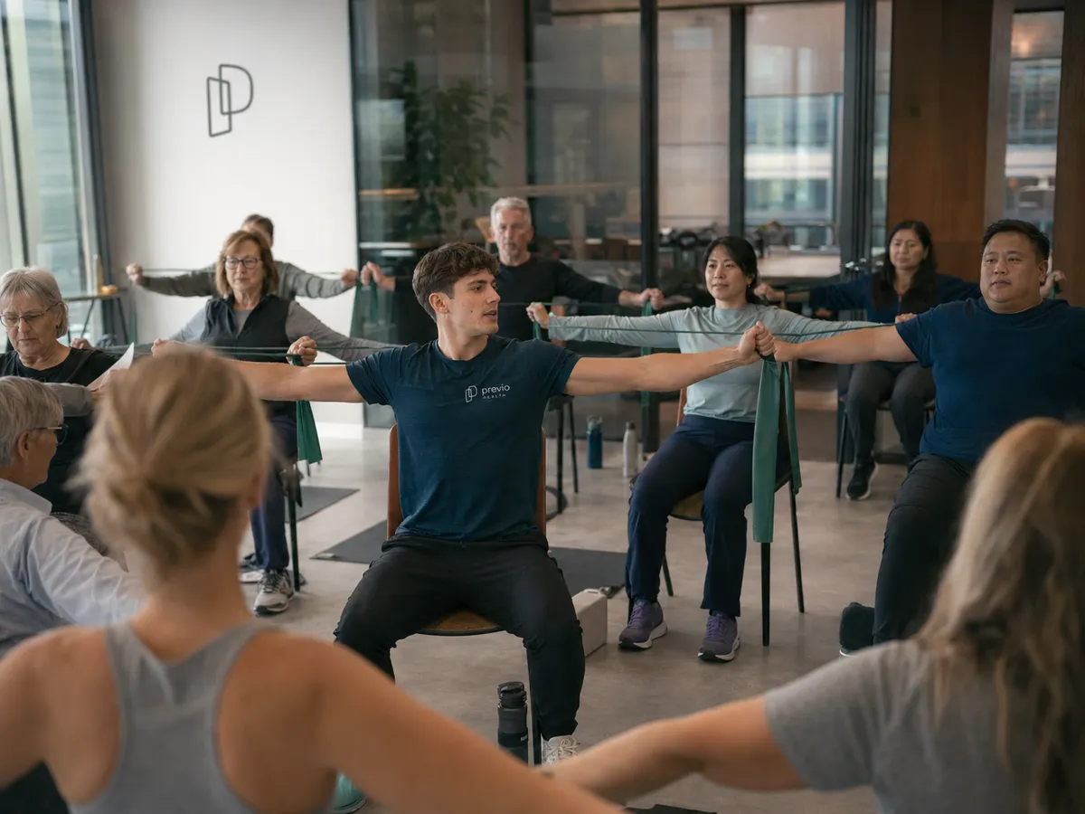 Previo Health Kurs, Sitzkreis mit Therabändern
